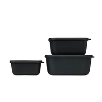 Bol multi-usages rectangulaire 3 pi&egrave;ces 750 / 1500 / 3000 ml noir nordique cirqula Mepal