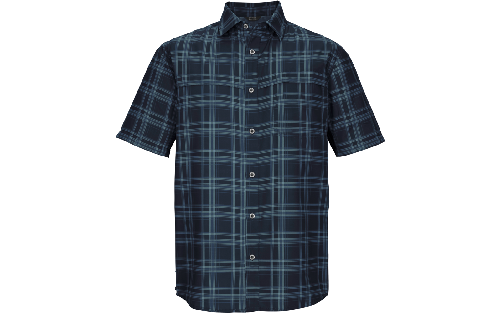 Kurzärmeliges kariertes Hemd mit Knopfleiste, dunkelblau mit hellblauen Streifen