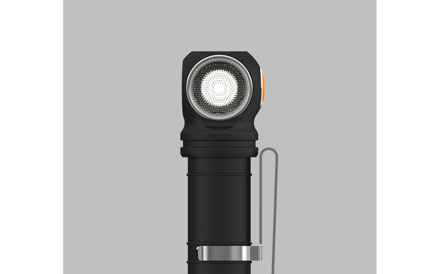 Kleine schwarze Taschenlampe mit rundem Licht und Metallclip
