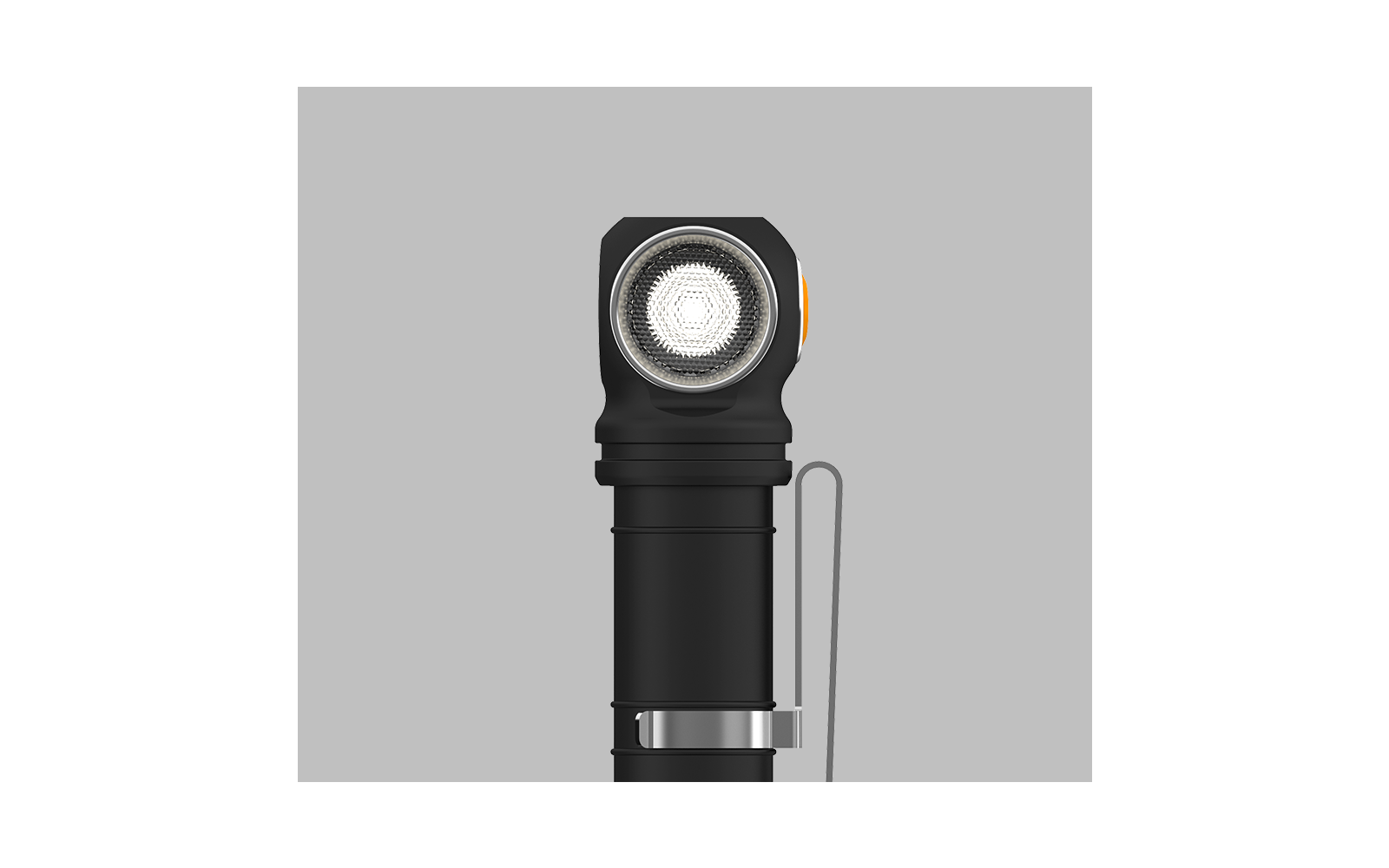 Kleine schwarze Taschenlampe mit rundem Licht und Metallclip