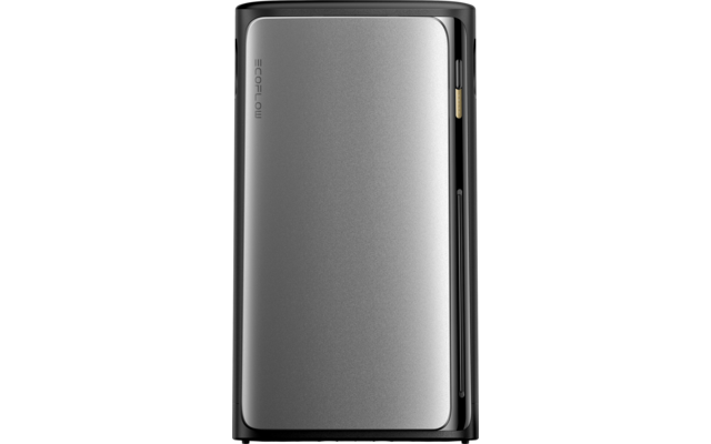 Zilveren smartphone met zwart frame, voorkant zichtbaar