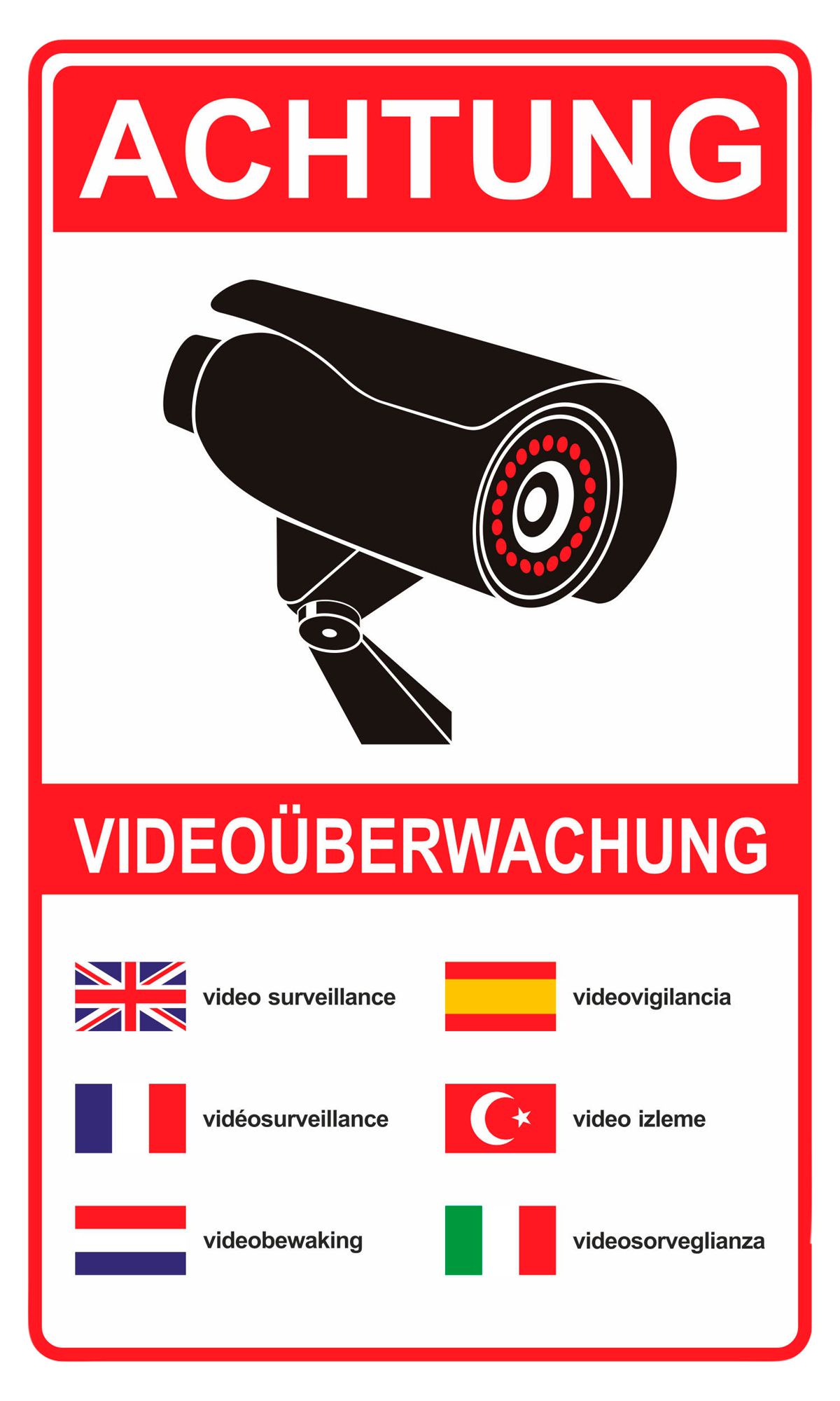 Aufkleber Achtung Videoüberwachung Videokamera Video (Material und