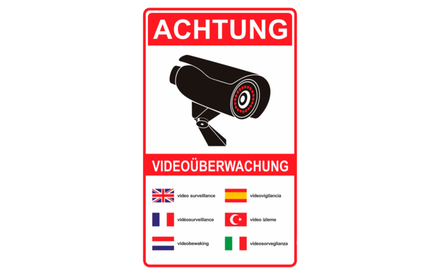 Protecteur Attention Vidéosurveillance Panneau de rue 250 x 150 x 0,7 mm