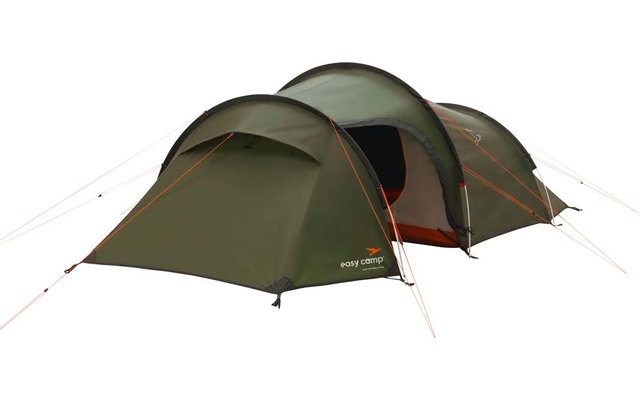 Zwei grüne Campingzelte sind nebeneinander auf weißem Hintergrund aufgestellt