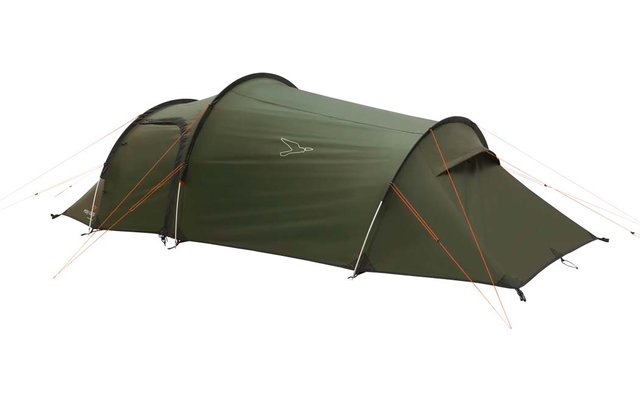 Grünliches Zelt mit Tunnelstruktur auf weißem Hintergrund