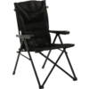 Zwarte inklapbare stoel met gevoerde rugleuning en armleuningen