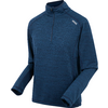 Blauer langärmliger Pullover mit kurzem Reißverschluss und Stehkragen