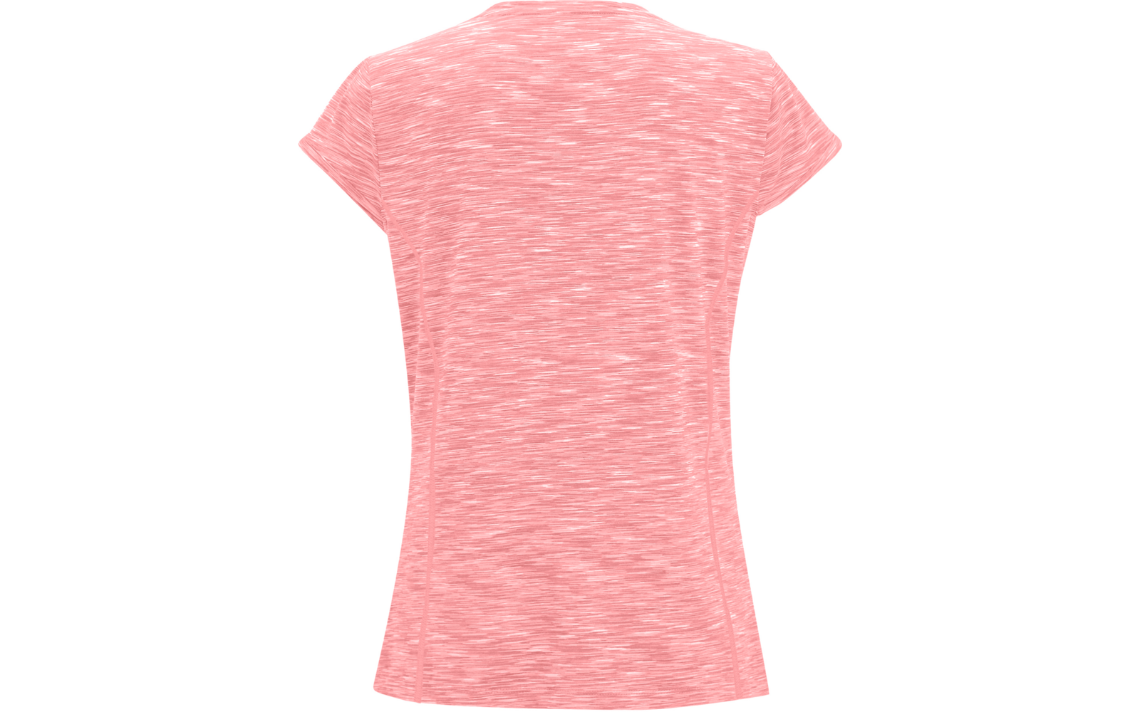 Rückenansicht eines rosa melierten T-Shirts mit kurzen Ärmeln