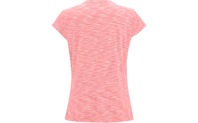 Rückenansicht eines rosa melierten T-Shirts mit kurzen Ärmeln