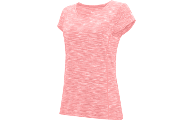 Rosa meliertes Kurzarm-T-Shirt mit Rundhalsausschnitt und sichtbarer Seitnaht