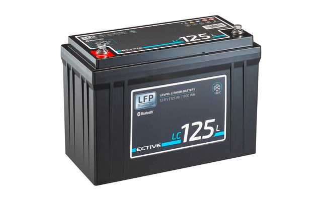 ECTIVE LC 125L BT LT Batteria di alimentazione al litio LiFePO4 con piastre riscaldanti integrate / modulo Bluetooth 12 V 125 Ah