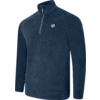 Dunkelblauer Pullover mit Reißverschluss und Logo auf der Brust