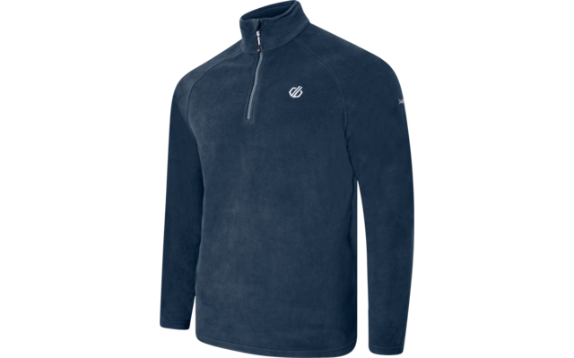 Dunkelblauer Pullover mit Reißverschluss und Logo auf der Brust
