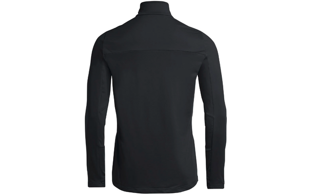 Zwart shirt met lange mouwen, gezien van achteren, zonder patronen of logo's