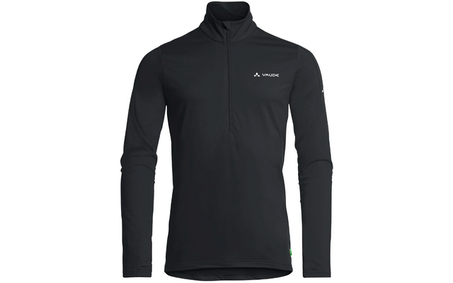 Zwart sportshirt met lange mouwen, opstaande kraag en rits