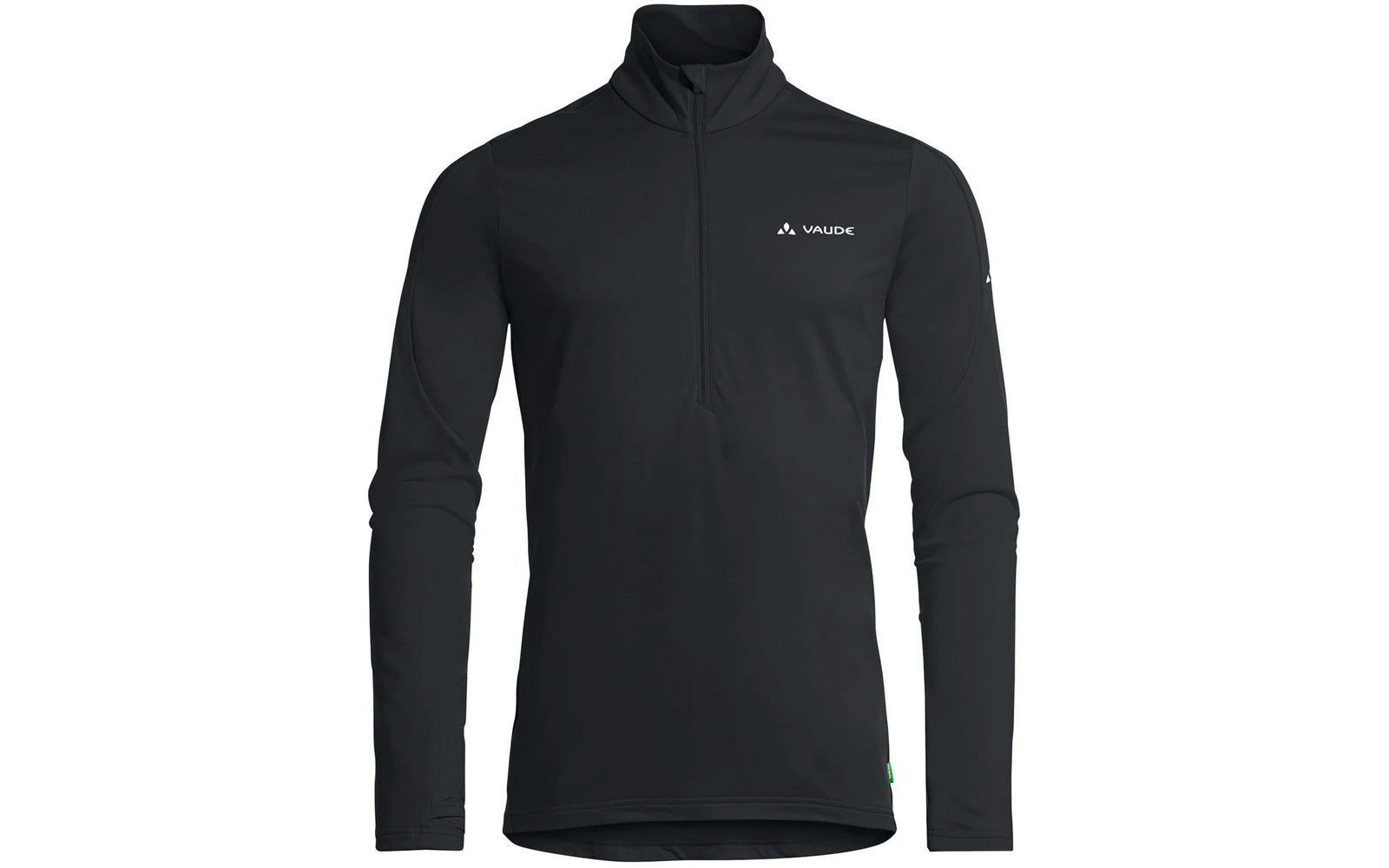 Zwart sportshirt met lange mouwen, opstaande kraag en rits