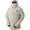 weiße Winterjacke mit Kapuze und Reißverschlüssen