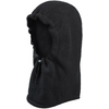 Schwarze Kapuze aus Stoff, frontal sichtbar