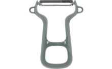 Grüner Gemüseschäler mit breitem Griff und Metallklinge