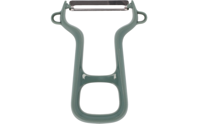 Grüner Gemüseschäler mit breitem Griff und Metallklinge