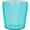 Blaues, transparentes Glas mit vertikalen Rillen