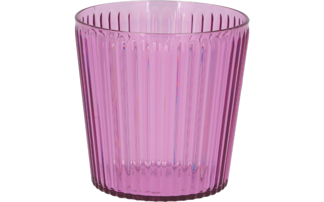 Transparenter, rosa, gerillter Trinkbecher aus Glas