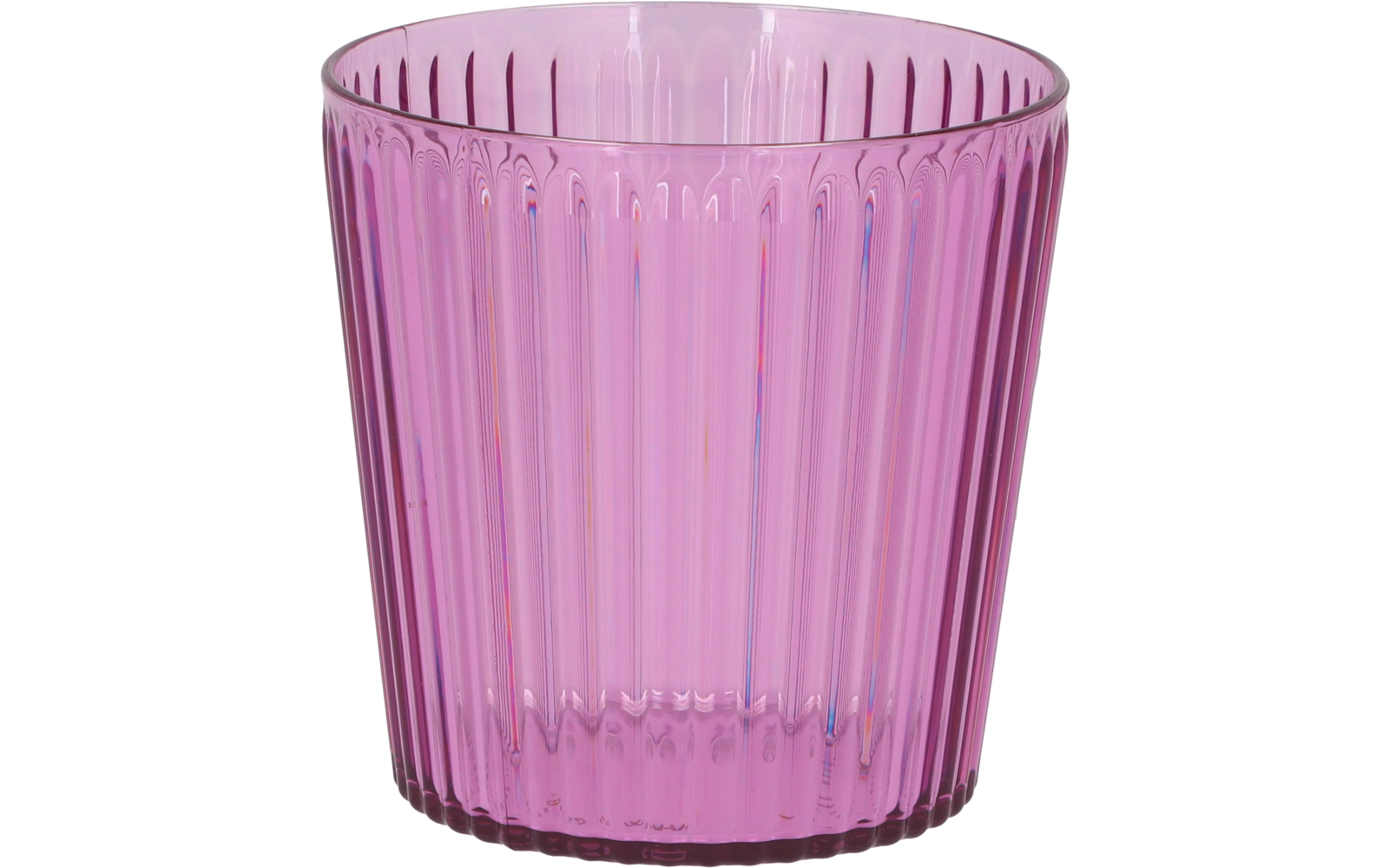 Transparenter, rosa, gerillter Trinkbecher aus Glas