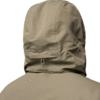 Vue de dos d'une personne portant une veste à capuche beige