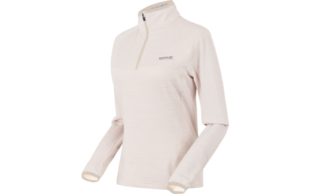 Beige Damen-Sportpullover mit Reißverschluss am Kragen und langen Ärmeln