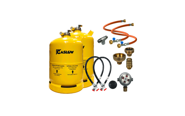Gaslow Doppel Zylinder Kit mit Einfüllstutzen 11 kg 