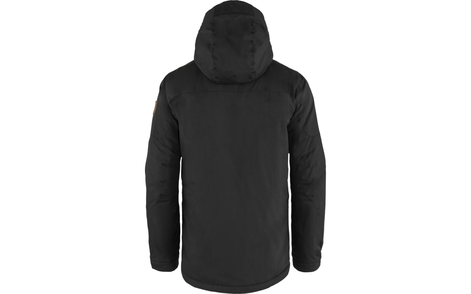 Schwarze Jacke mit Kapuze, Rückansicht