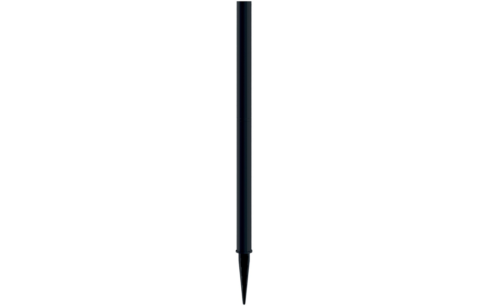 Deux longues tiges cylindriques noires côte à côte, tige droite avec embout pointu, tige gauche avec extrémité arrondie