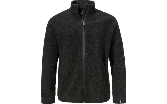 Veste polaire noire avec fermeture éclair et col montant sur fond blanc