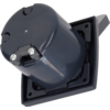 Dark gray rounded plastic housing with two visible metal screws on a square black plastic mounting plate with mounting holes