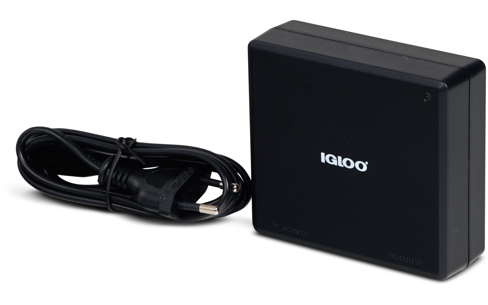 Appareil rectangulaire noir avec inscription blanche 'IGLOO' ; à côté un câble USB noir avec connecteur