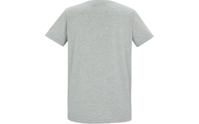 Grau meliertes T‑Shirt von hinten, kurze Ärmel, Rundhalsausschnitt, ohne Aufdruck