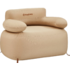 Fauteuil gonflable beige avec larges accoudoirs et dossier