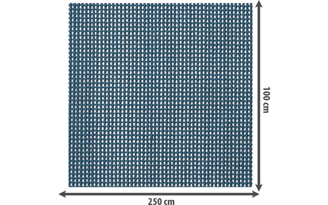 Blaues rechteckiges Muster mit kleinen weißen Punkten, Maße 250 cm mal 100 cm