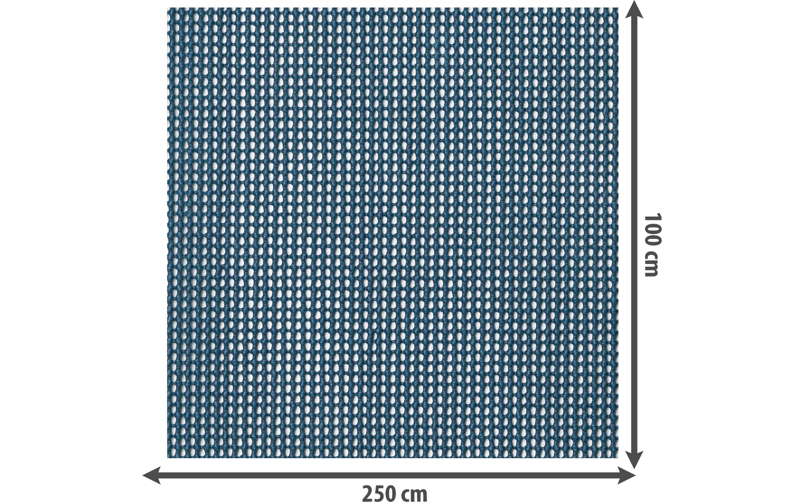 Blaues rechteckiges Muster mit kleinen weißen Punkten, Maße 250 cm mal 100 cm