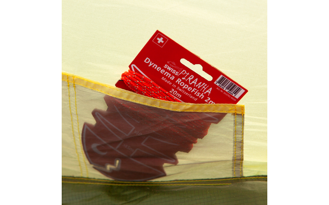 Swiss Piranha Dyneema RopeFish Tent Cord 20 m x 2 mm rojo