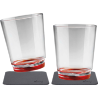 Silwy Tritan-Magnetgläser mit Untersetzer 2er Set  (250 ml) Rot
