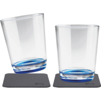 Silwy Tritan-Magnetgläser mit Untersetzer 2er Set  (250 ml) Blau