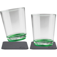 Silwy Tritan-Magnetgläser mit Untersetzer 2er Set  (250 ml) Grün