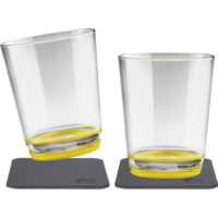 Silwy Tritan-Magnetgläser mit Untersetzer 2er Set  (250 ml) Gelb