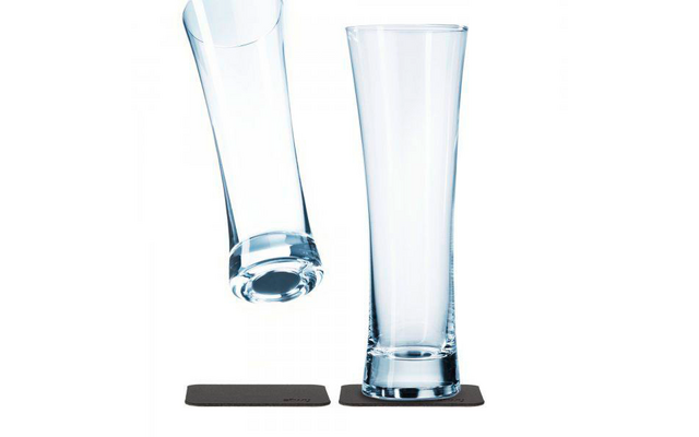 silwy® magnetische kristallen glazen bier met onderzetter (330 ml) - 4-delige set