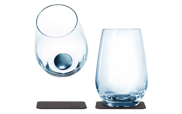 Crystal magnetic long-drink glasses with coasters 2 pc set