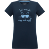 T-shirt bleu marine avec impression bleu clair d'un chat portant des lunettes de soleil et le texte «Ich mache was ich will»