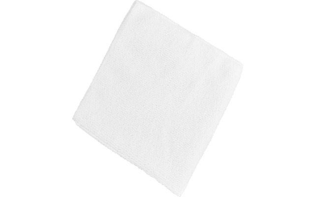 Weißes quadratisches Tuch mit strukturierter Oberfläche, leicht diagonal liegend