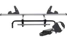 Fahrradträger aus Metall und Kunststoff mit Halterungen und Spanngurt