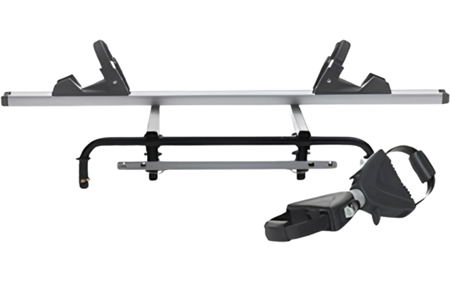 Fahrradträger aus Metall und Kunststoff mit Halterungen und Spanngurt